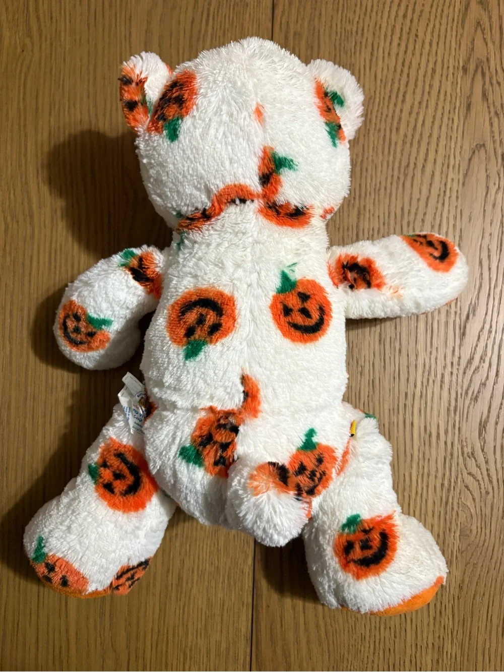 Build-A-Bear White Plush Bear with Orange Pumpkin Print